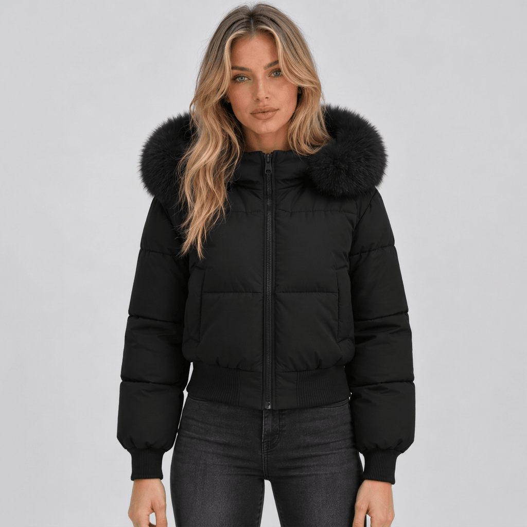 Romy black jacket, front view