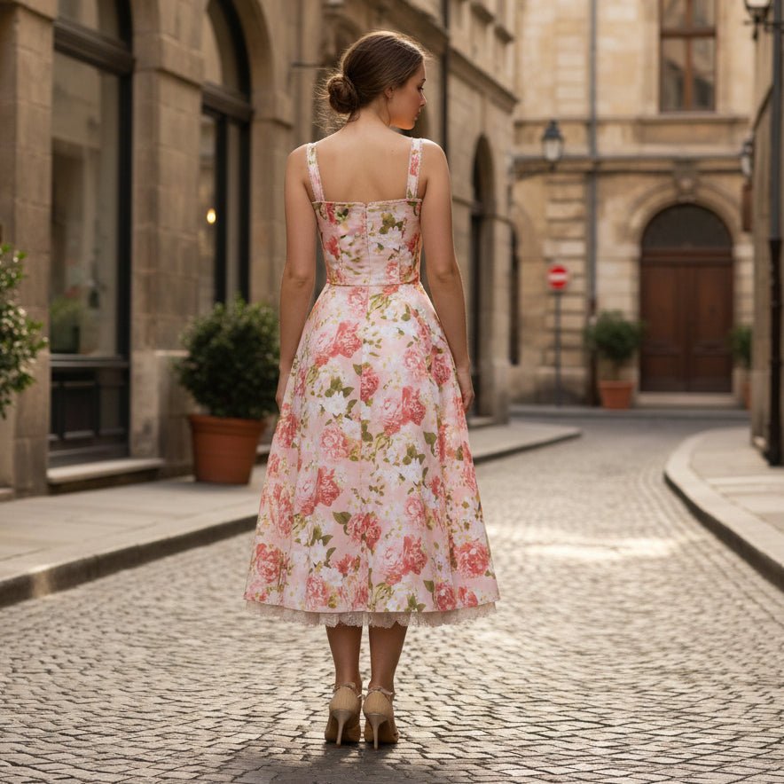 Korsettkleid mit dezentem Blumenmuster