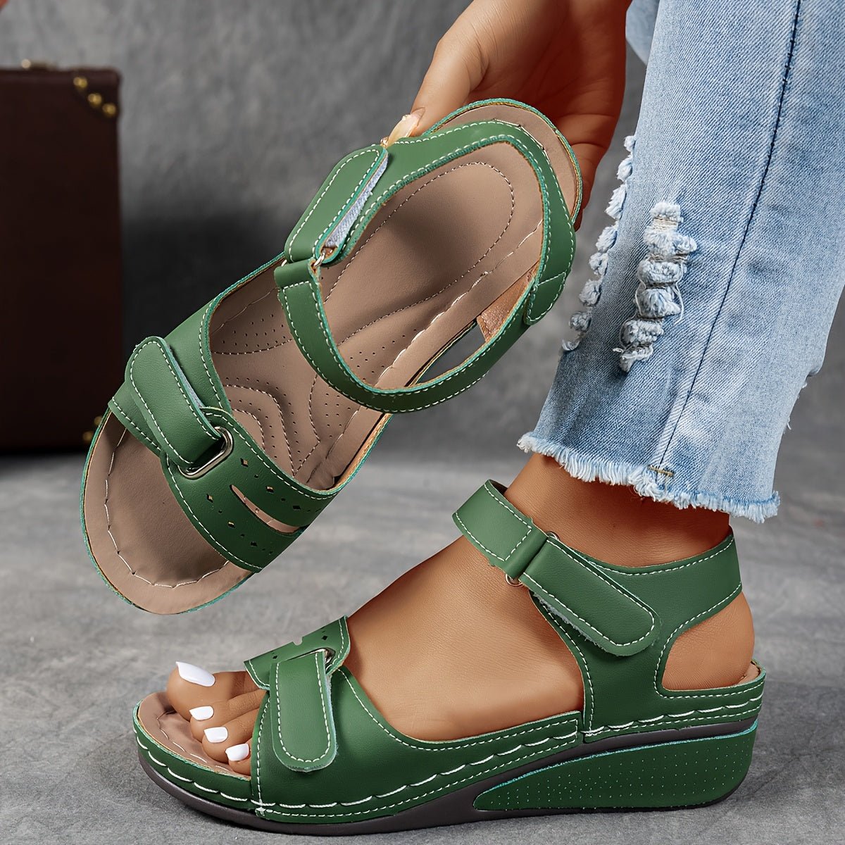 Adjustable Strap Wedge Sandals