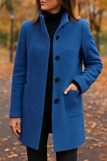 Classic Button Front Longline Collared Coat