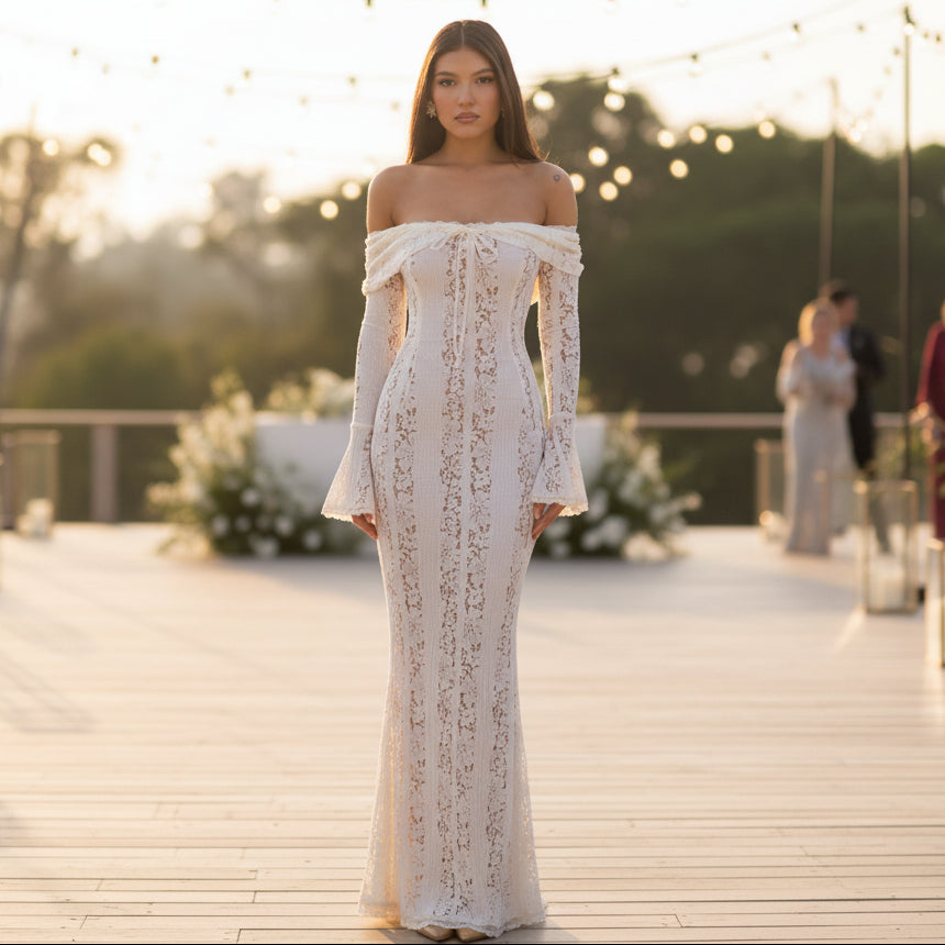 Maxikleid mit schulterfreiem Ausschnitt  