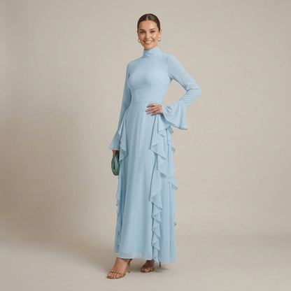 Mae | Women's Winter High Neck Ruffle Bodycon Dress