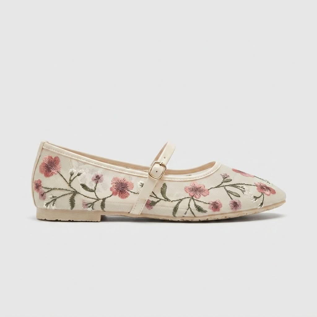 Bestickter Mary-Jane-Ballerina-Fetalschuhehe