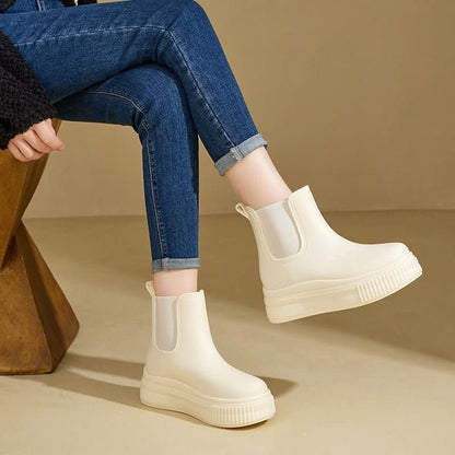 Weather-Ready Chelsea Platform Ankle Boots