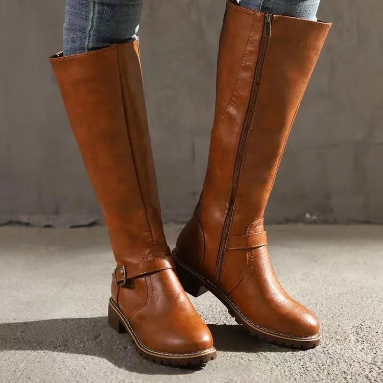 Orthopedic Buckle Leather Boots