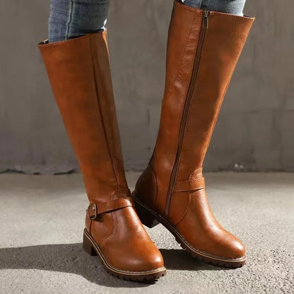 Orthopedic Buckle Leather Boots