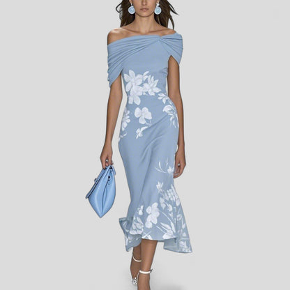 Floral Off Shoulder Elegant Midi Dress