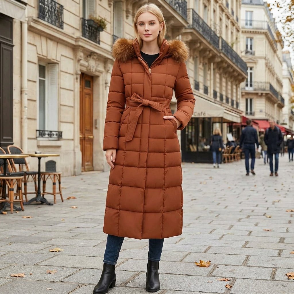 Elegant Belted Puffer Coat for Chic Cold Weather Style