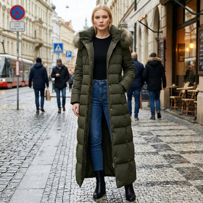 Elegant Belted Puffer Coat for Chic Cold Weather Style