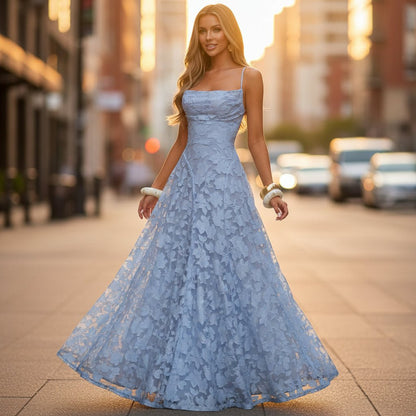 Spaghetti Straps Floral A-Line Dress
