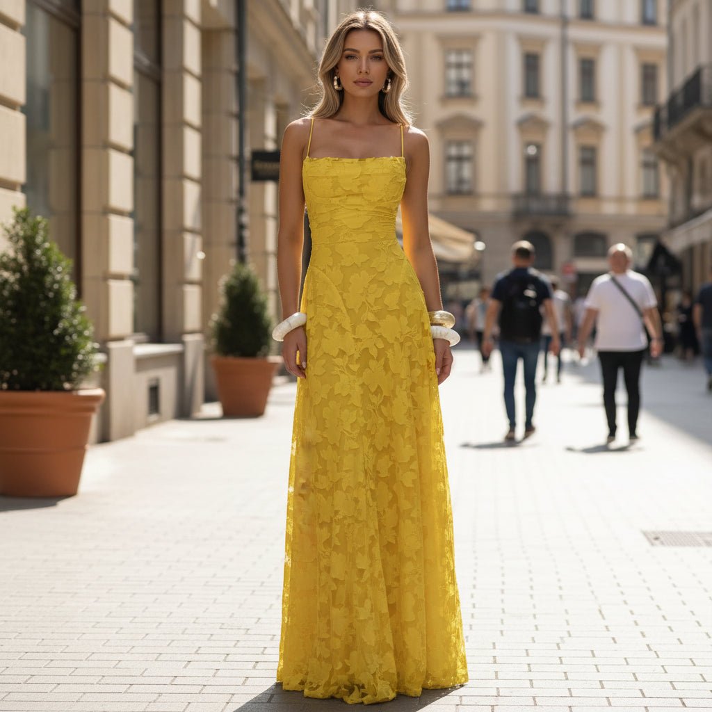Spaghetti Straps Floral A-Line Dress