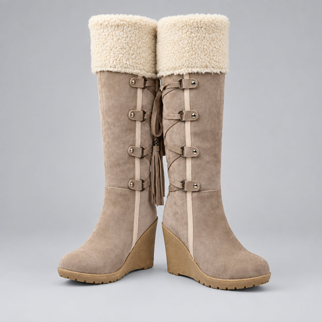 Wedge Heel Knee-High Winter Boots