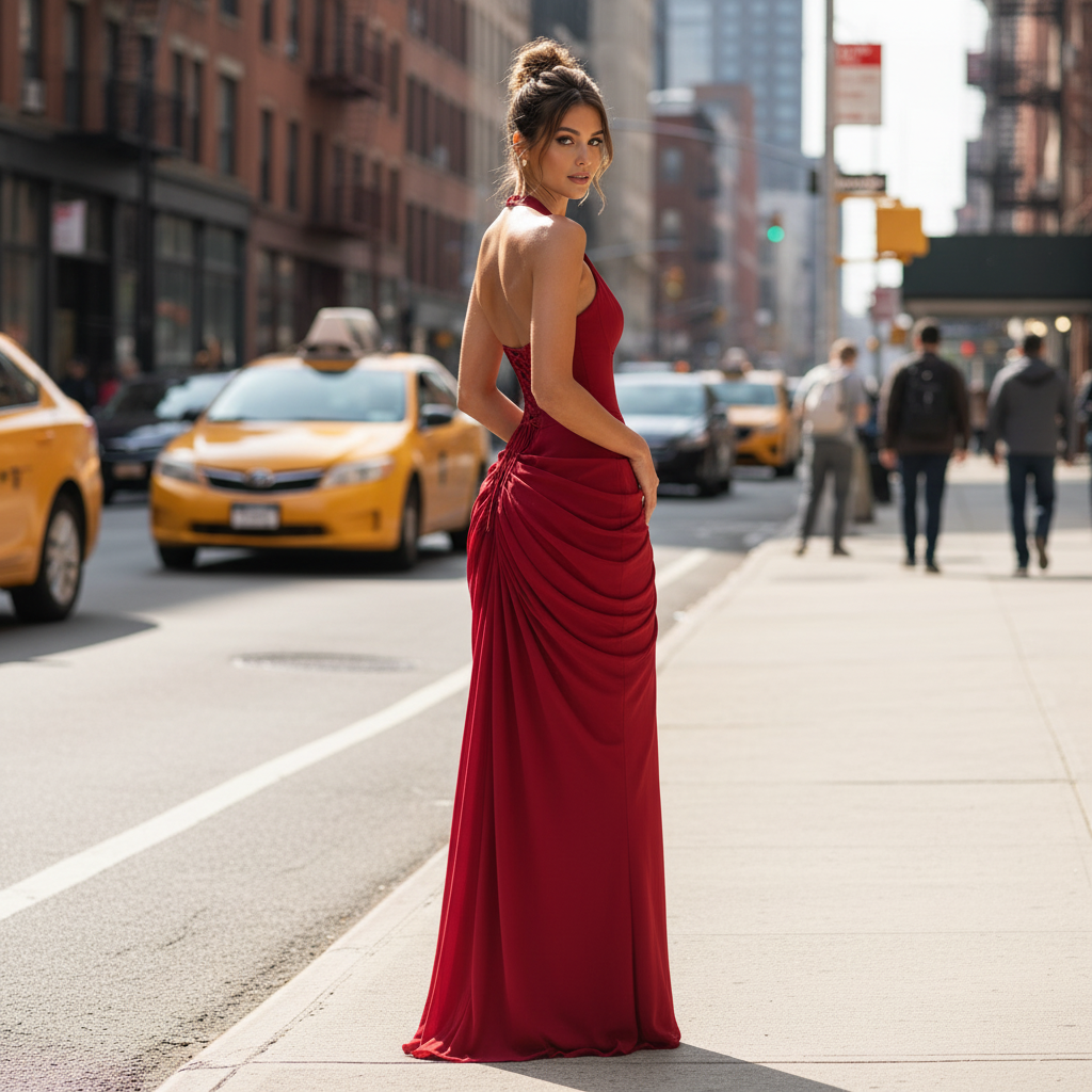 Halter Corset Maxi Dress with High Split