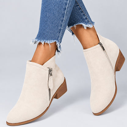 V-Cut Block Heel Ankle Boots